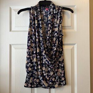 Vince Camuto Floral Crossover Wrap-Front Sleeveless Top (S)
